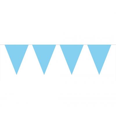 Party Vlaggenlijn puntvlaggetjes - kunststof - blauw - 10 meter - Slinger - versiering