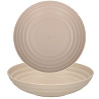 Rond bord/camping - 4x - diep bord - D19 cm - taupe - kunststof - onbreekbaar