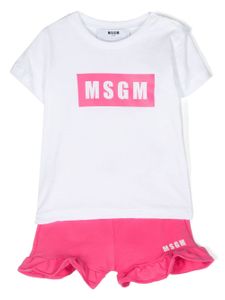 MSGM Kids ensemble t-shirt-short à logo imprimé - Blanc