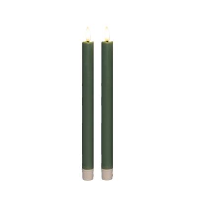 Anna's Collection Led dinerkaarsen - 2x st - jade groen - 25 cm - 3D vlam - warm wit licht