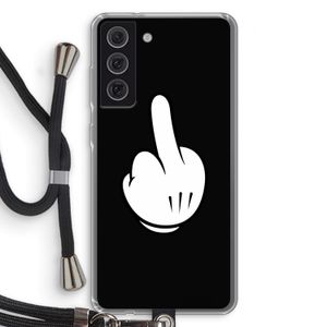 Middle finger black: Samsung Galaxy S21 FE Transparant Hoesje met koord