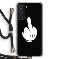 Middle finger black: Samsung Galaxy S21 FE Transparant Hoesje met koord