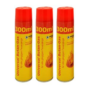 Aansteker gas - 3x - 300 ml - butaan gasfles - navulling - voor kooktoestellen/aanstekers