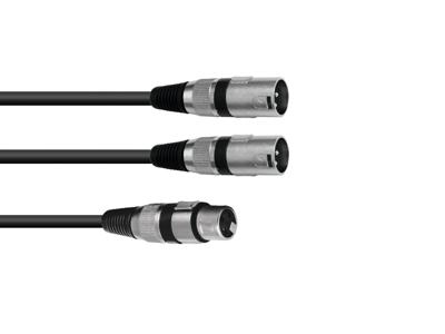 OMNITRONIC Adapter Cable XLR(F)/2xXLR(M) 0.5m bk