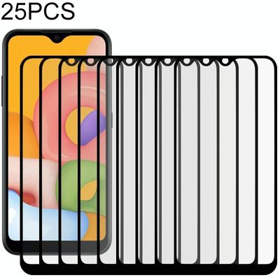 Voor Samsung Galaxy A01 25 PCS Full Glue Full Screen Tempered Glass Film (Zwart)
