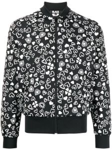 Black Comme Des Garçons veste bomber à imprimé cœurs - Noir