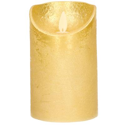 Led kaars/stompkaars - goud - H12,5 x D7,5 cm - wax - warm wit licht - bewegende vlam