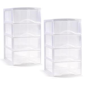 Ladeblokje/bureau organizer met 2x lades - transparant - L26 x B37 x H49 cm - plastic