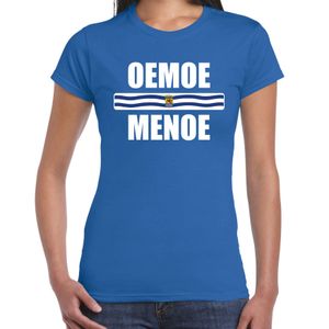 Oemoe menoe met vlag Zeeland t-shirts Zeeuws dialect blauw voor dames