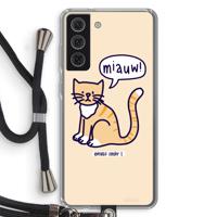 Miauw: Samsung Galaxy S21 FE Transparant Hoesje met koord - thumbnail