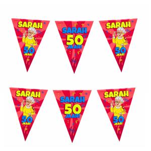 50 Sarah party vlaggenlijn - 3x - 10 meter - 50 jaar verjaardag feestartikelen - kunststof