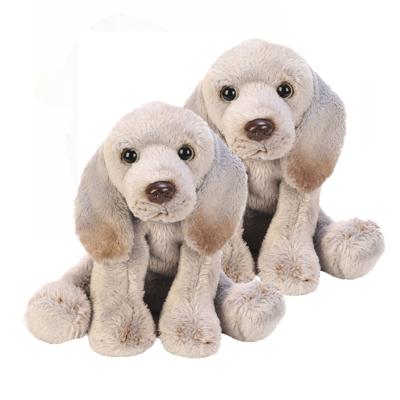 Pluche hond knuffeldier - 2x - Weimaraner - grijs - 13 cm - honden knuffels