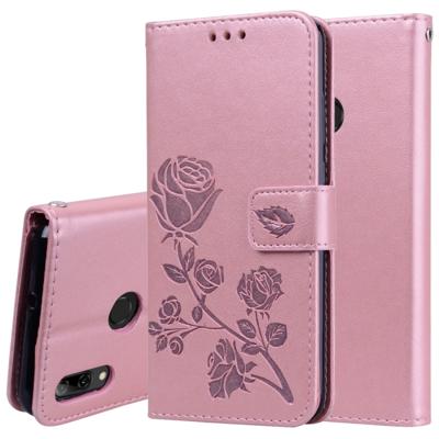 Rose reliëf horizontale Flip PU lederen draagtas voor Huawei P Smart 2019 met houder & kaartsleuven & portemonnee (Rose goud)