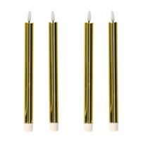Anna's Collection LED dinerkaarsen - 4x st - goud glimmend - 25 cm - met timer - 3D vlam