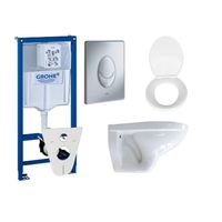 Adema Classic toiletset compleet met inbouwreservoir, softclose zitting en bedieningsplaat mat chroom 0729121/0729205/0261520/4345124/
