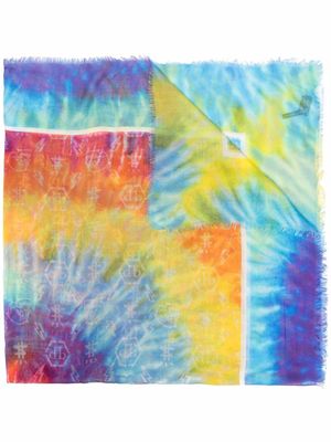 Philipp Plein écharpe à motif tie dye - Bleu