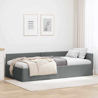Hoekbedframe met hoofdeinde Donkergrijs 100 x 200 cm