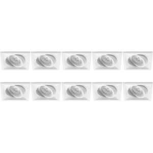 Spot Armatuur 10 Pack - Pragmi Qiundo Pro - GU10 Inbouwspot - Vierkant - Wit - Aluminium - Kantelbaar - 80mm
