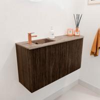 Toiletmeubel Mondiaz Joya Dlux | 81.6 cm | Meubelkleur Walnut | Faye wastafel Arena Wasbak Links | 1 kraangat