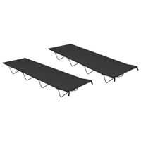 Campingbedden 2 st 180x60x19 cm oxford stof en staal zwart