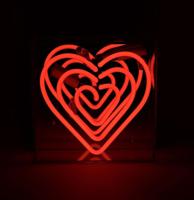 Mini Glazen Neon Box - Hart - Rood