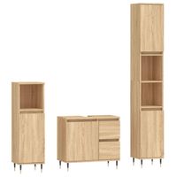 The Living Store Badkamermeubelset - Sonoma Eiken - 190cm/30x30x190cm/100cm/65x33x60cm