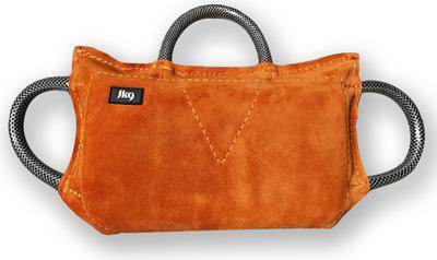 Julius-K9 - Bijtkussen leer hard - 3 tuinslang handvaten - 35x20x6,4cm