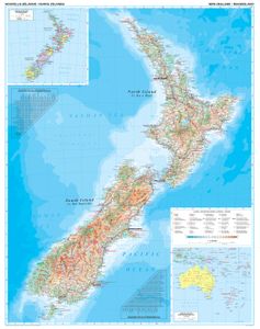 Wandkaart Nieuw Zeeland, 74 x 93 cm | Gizi Map