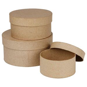 Creativ Company Ronde doosjes papier-maché, 3st.