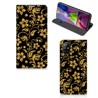 Samsung Galaxy M51 Smart Cover Gouden Bloemen