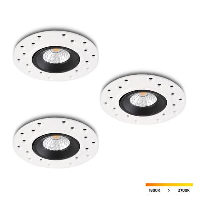 Trimless LED-inbouwspot set 3 stuks Sola zwart 5W dim-to-warm