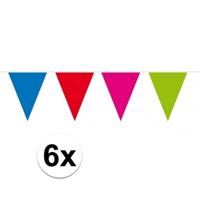 Vlaggenlijn met Feestvlaggetjes in XL formaat - 6x - multicolour - 10 meter - plastic - versiering