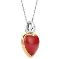 TI SENTO-Milano 6800CR Ketting Hart zilver-kleursteen-zirconia koraalrood-wit 25 x 16 mm