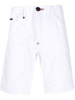 Philipp Plein short en jean à plaque logo - Blanc