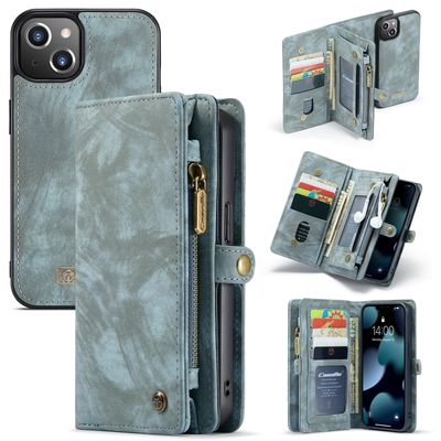 Caseme - vintage 2 in 1 portemonnee hoes - iPhone 13 - Blauw