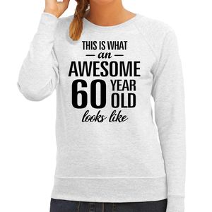 Awesome 60 year / 60 jaar cadeau sweater / trui grijs dames