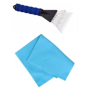 Autoramen IJskrabber soft grip blauw 25 cm met anti-condens doek