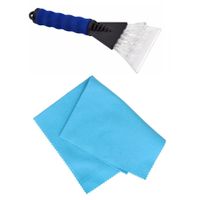 Autoramen IJskrabber soft grip blauw 25 cm met anti-condens doek - thumbnail