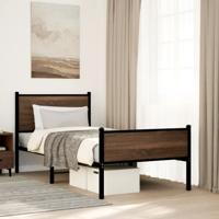 Bedframe zonder matras metaal bruin eikenkleurig 75x190 cm