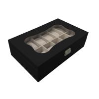 Horlogedoos Versa Zwart Polyurethaan Papier Spiegel Hout MDF 20 x 8,5 x 32,5 cm