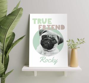 Echte vriend gepersonaliseerd canvas van hond