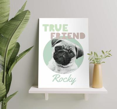 Echte vriend gepersonaliseerd canvas van hond
