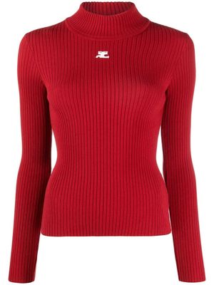 Courrèges pull Reedition à design nervuré - Rouge