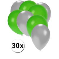 Ballonnen zilver en groen 30x - thumbnail