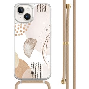 iPhone 14 hoesje met beige koord - Abstract shapes