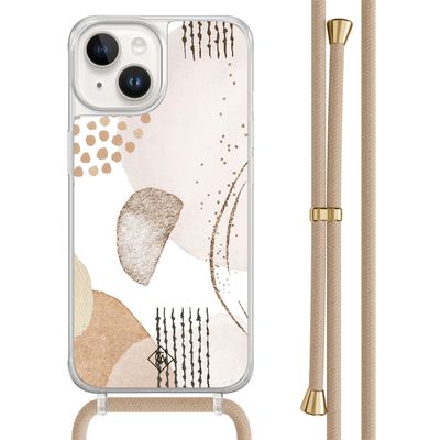 iPhone 14 hoesje met beige koord - Abstract shapes