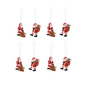 8x stuks houten kersthangers kerstmannen 6 cm kerstornamenten