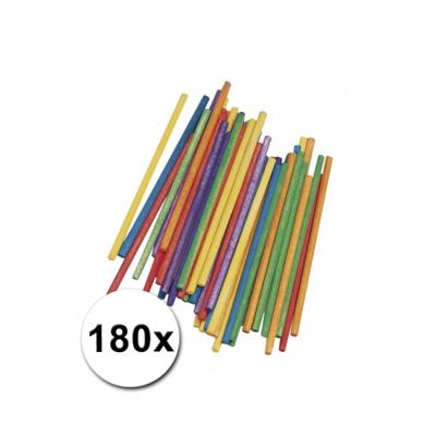 Gekleurde knutselhoutjes van 10 cm - 180x stuks - Hout - knutselen hobbymaterialen - knutselstokjes