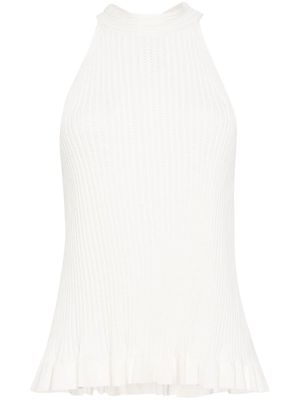 Semicouture haut en maille nervurée à dos-nu - Blanc