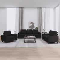 3-delige Loungeset stof zwart
